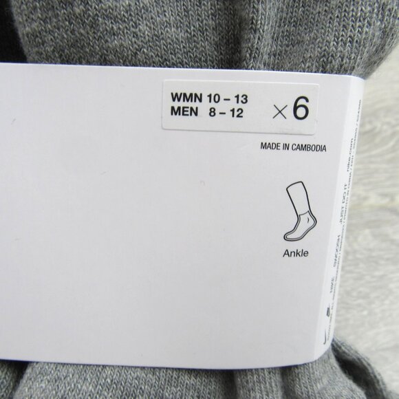 Nike Everyday Cushioned Ankle Socks Dri-Fit Men's Size 8-12 Grey 6 Pack NEW - Picture 4 of 9